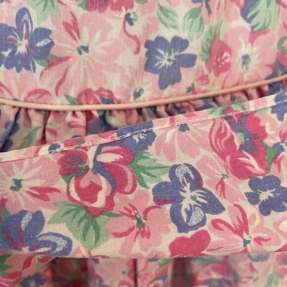 Vintage 80s/90s Floral Party Dress Girls L Pink Ruffle Easter Wedding Girly EUC - Picture 11 of 13
